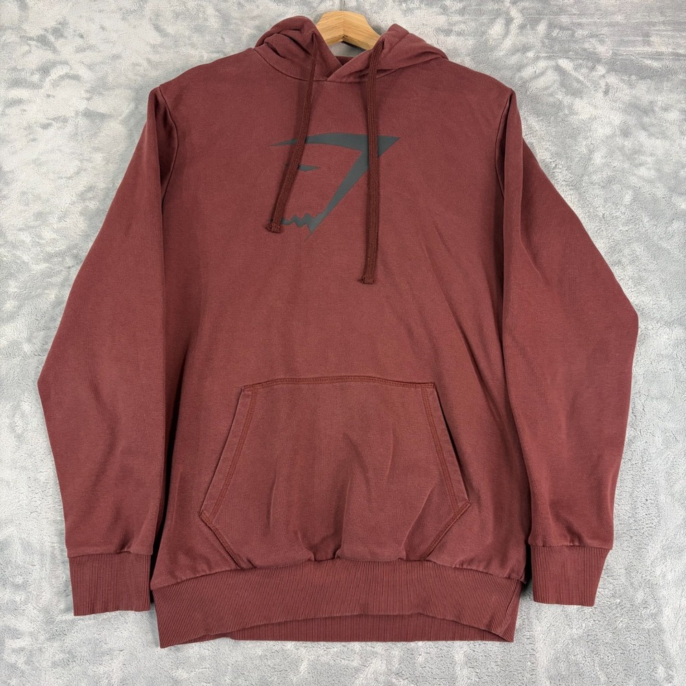 Gymshark Brick Red Hoodie Men's Medium Sweatshirt Pullover Gym Workout Logo